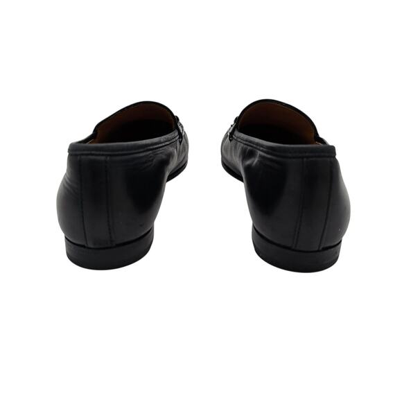 Gucci Jordaan Horsebit Slip On Flat Loafer Black Leather Gold Size 37 US 7 - Picture 6 of 12